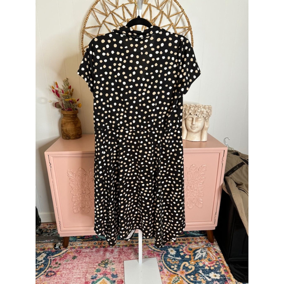 Women's PERCEPTIONS NEW YORK Black and Tan Polka Dot Dress - Size M - Picture 3 of 3